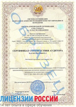 Образец сертификата соответствия аудитора №ST.RU.EXP.00006191-3 Балабаново Сертификат ISO 50001